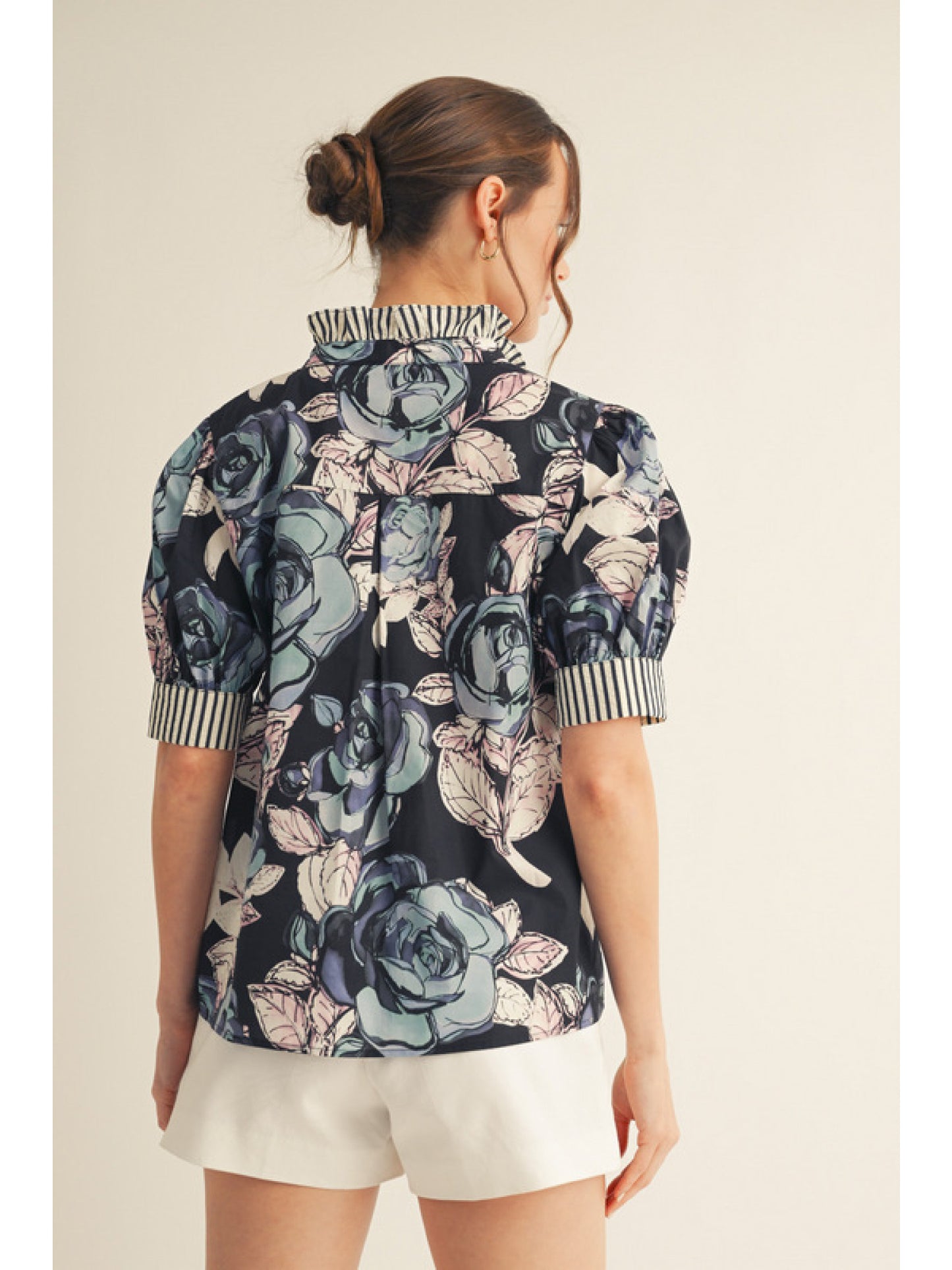Dark Navy Floral Top