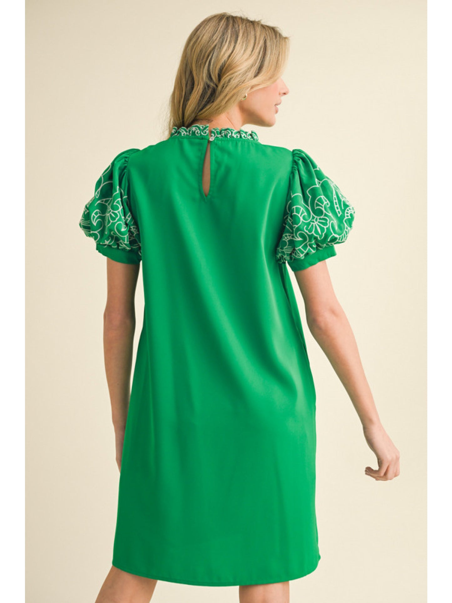 Green Puff Sleeve Dress