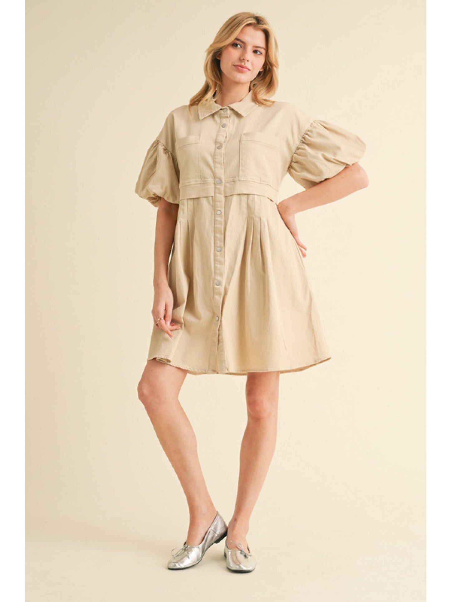 ECRU Puff Sleeve Dress