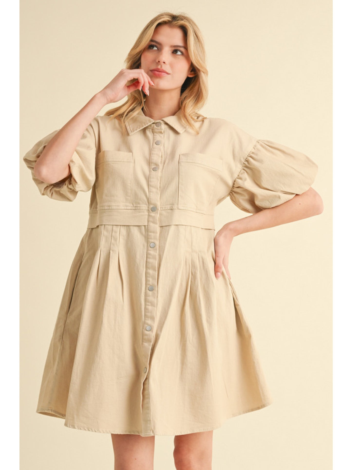 ECRU Puff Sleeve Dress
