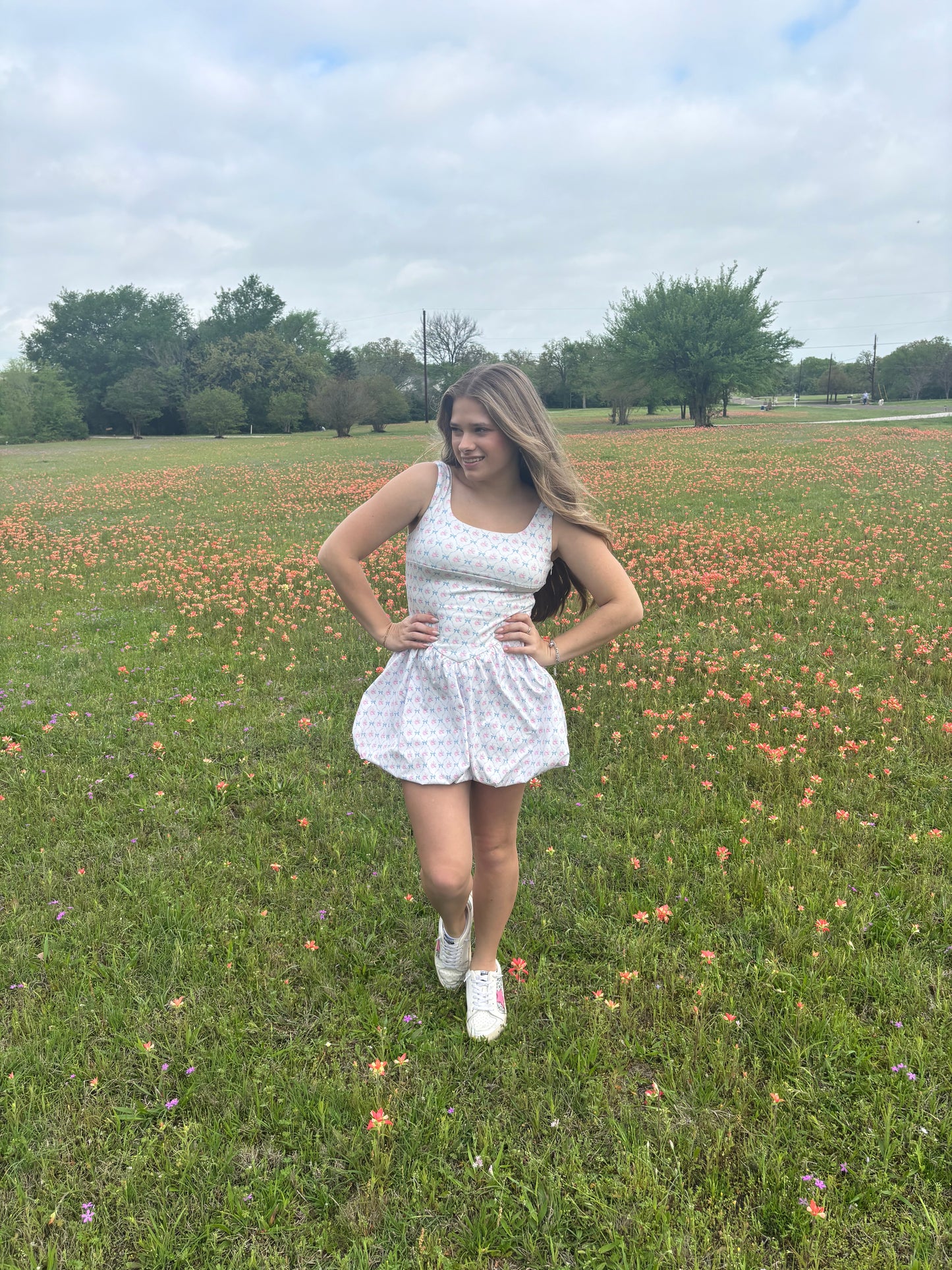 Flower & Bow Bubble Romper