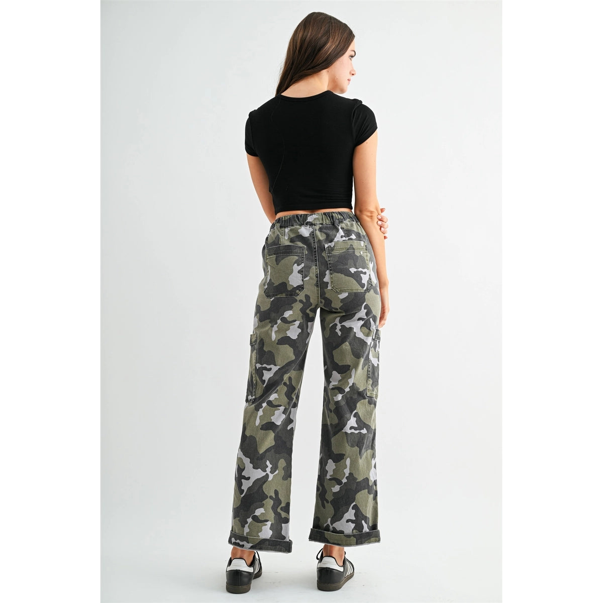 High Rise Camo Wide Leg Jogger