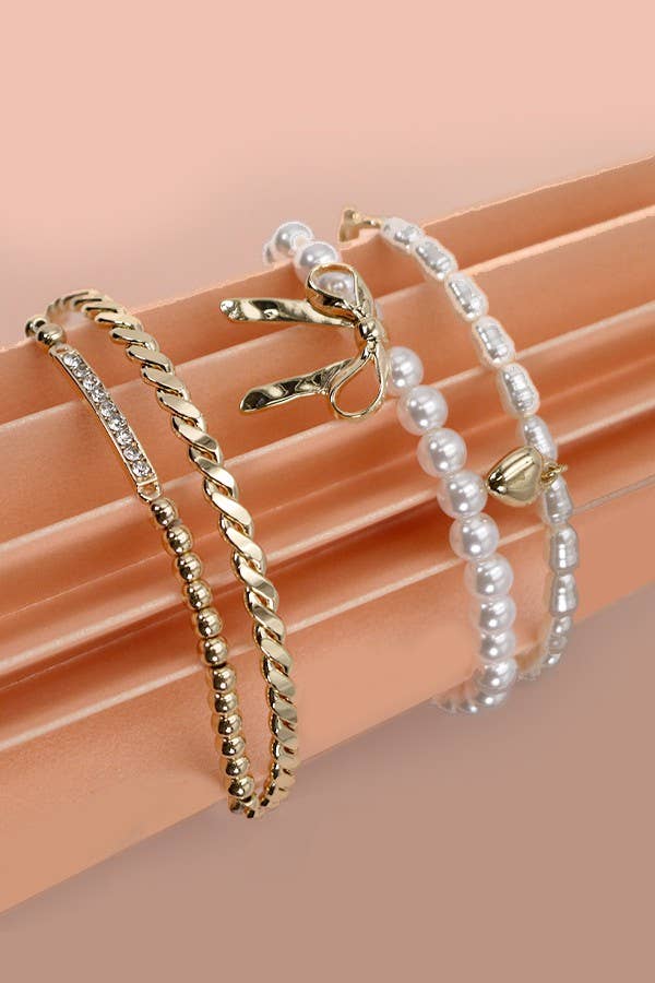 BOW PEARL BANGLE SET