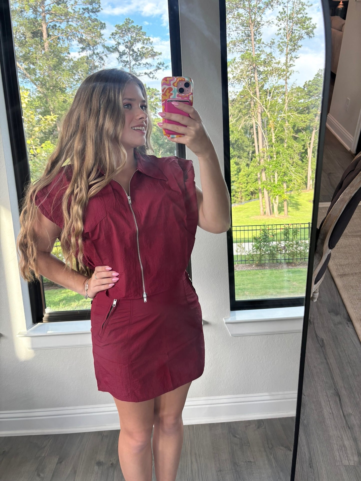 FRONT POCKET GAME DAY ZIPPER TOP & Skirt