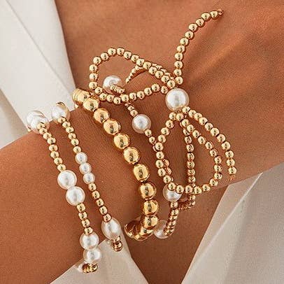 BEAD PEARL BOW BRACELET