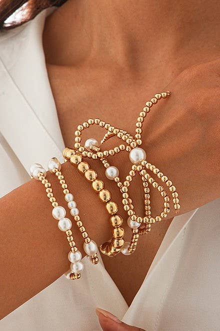BEAD PEARL BOW BRACELET