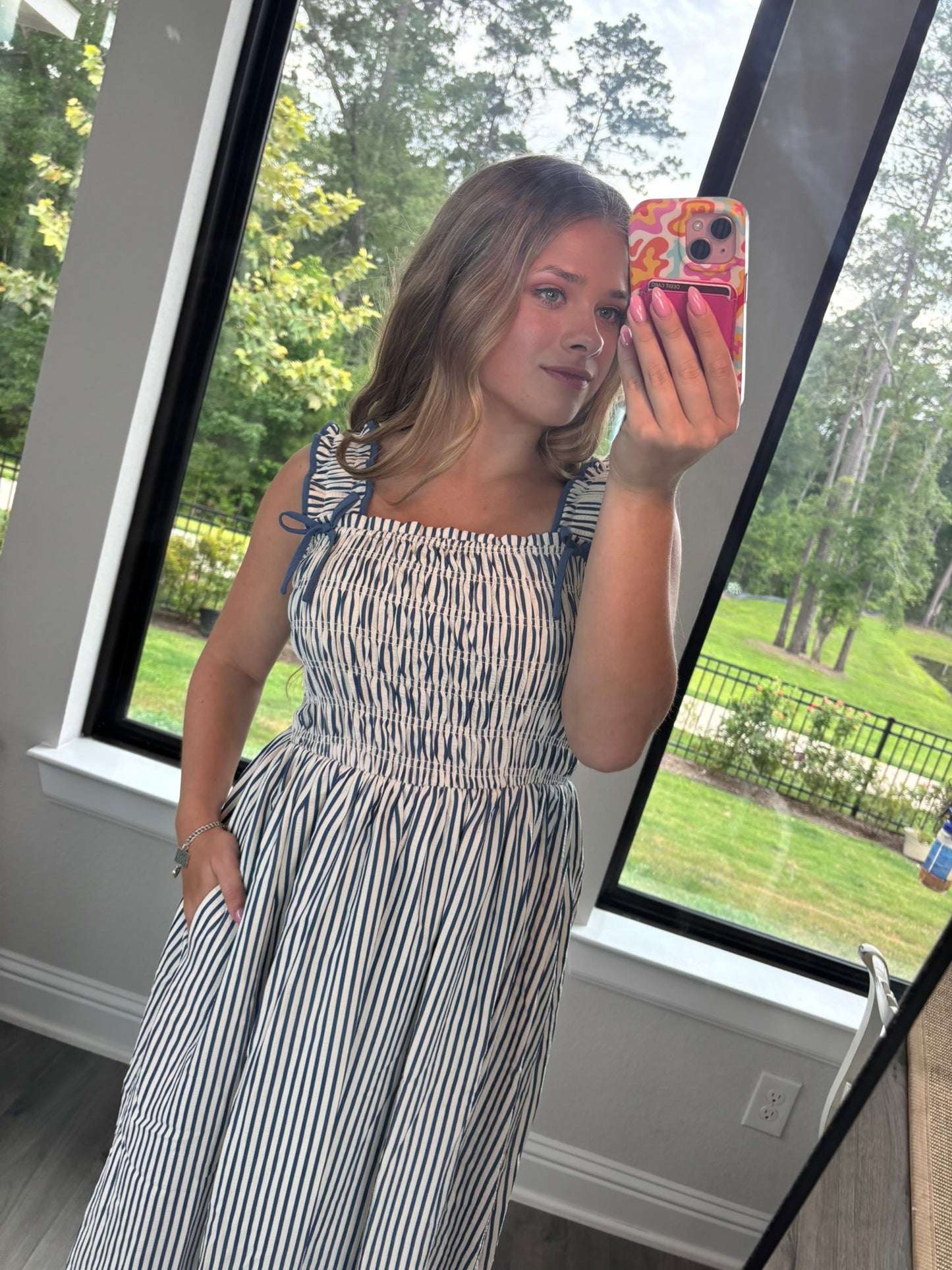 Alys Blue Stripe Midi Dress
