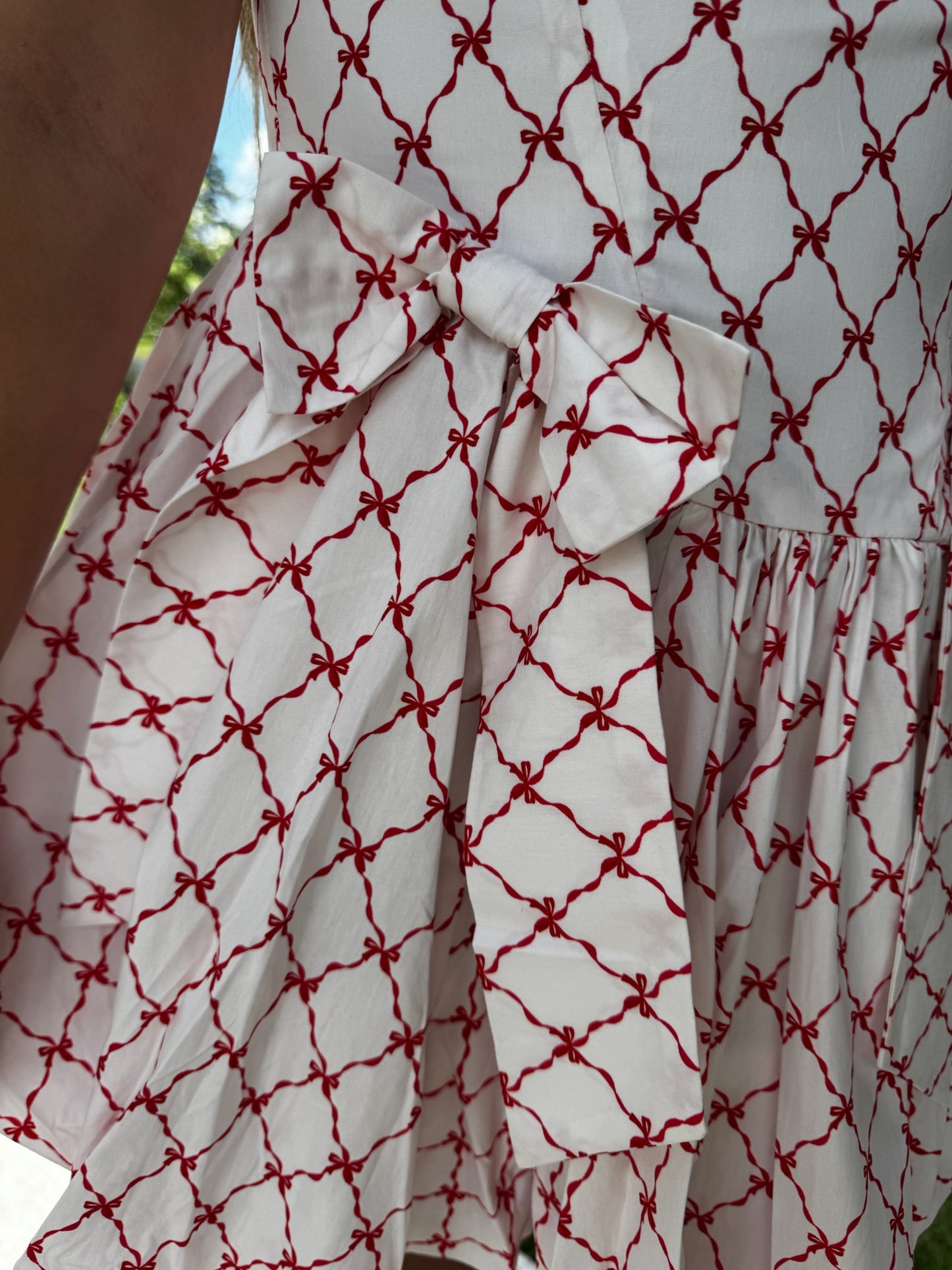 Peach Love Red Bow Summer Dress