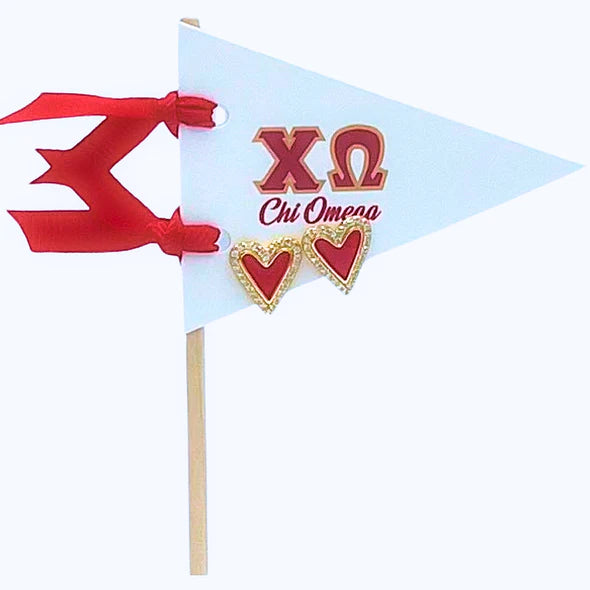 Sorority Heart Stud Earrings