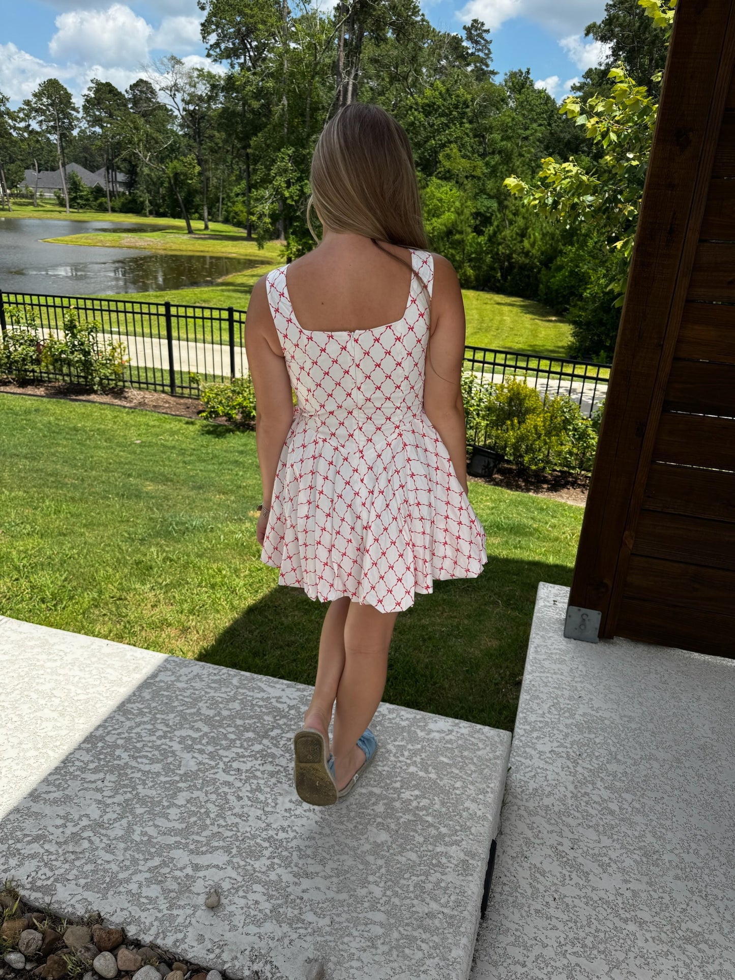 Peach Love Red Bow Summer Dress