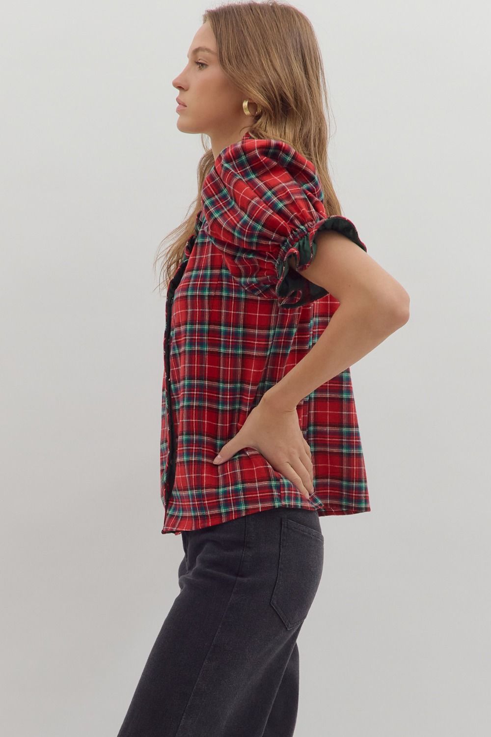Red Plaid Holiday Top