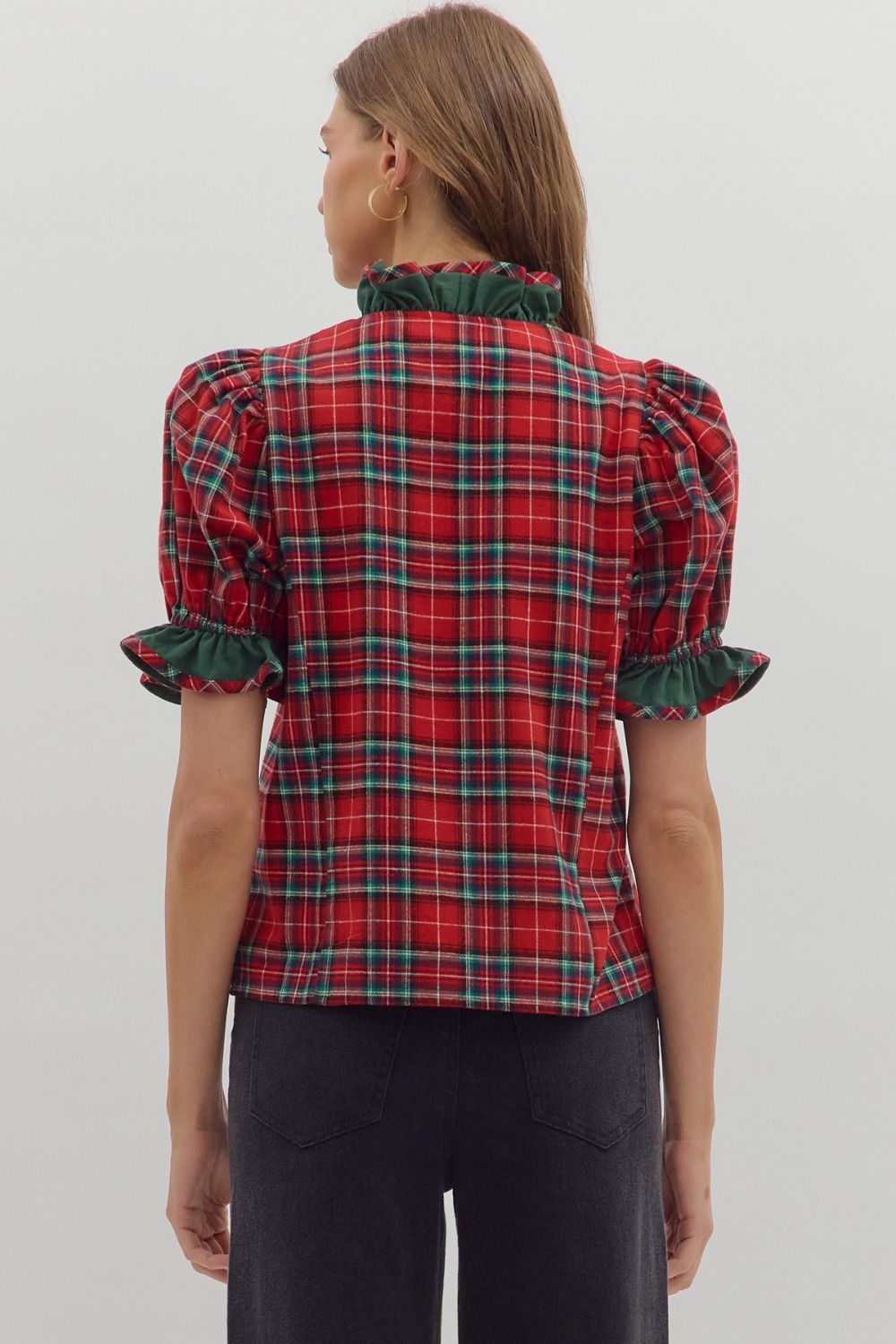 Red Plaid Holiday Top