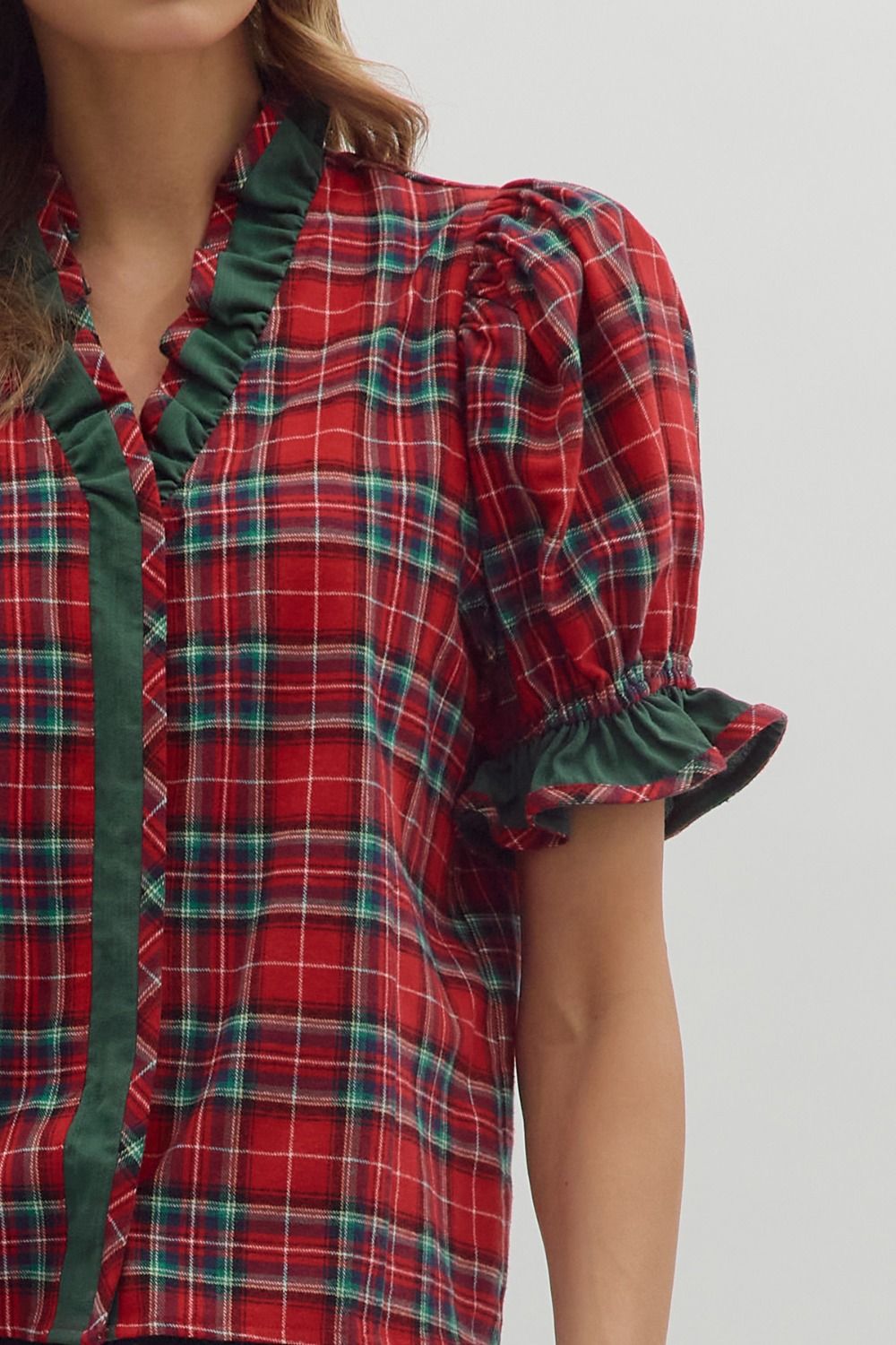 Red Plaid Holiday Top