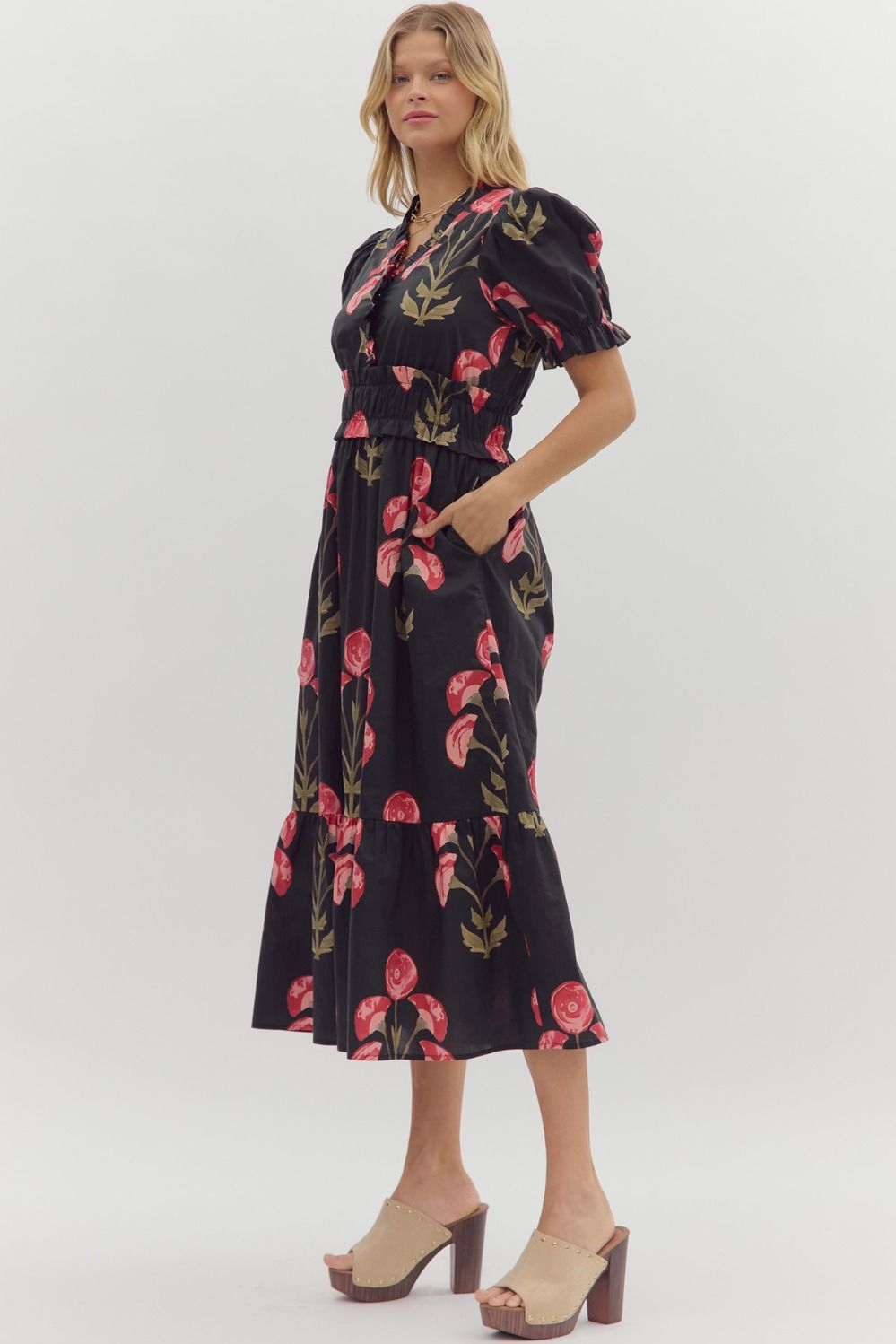Vivienne Black Floral Dress