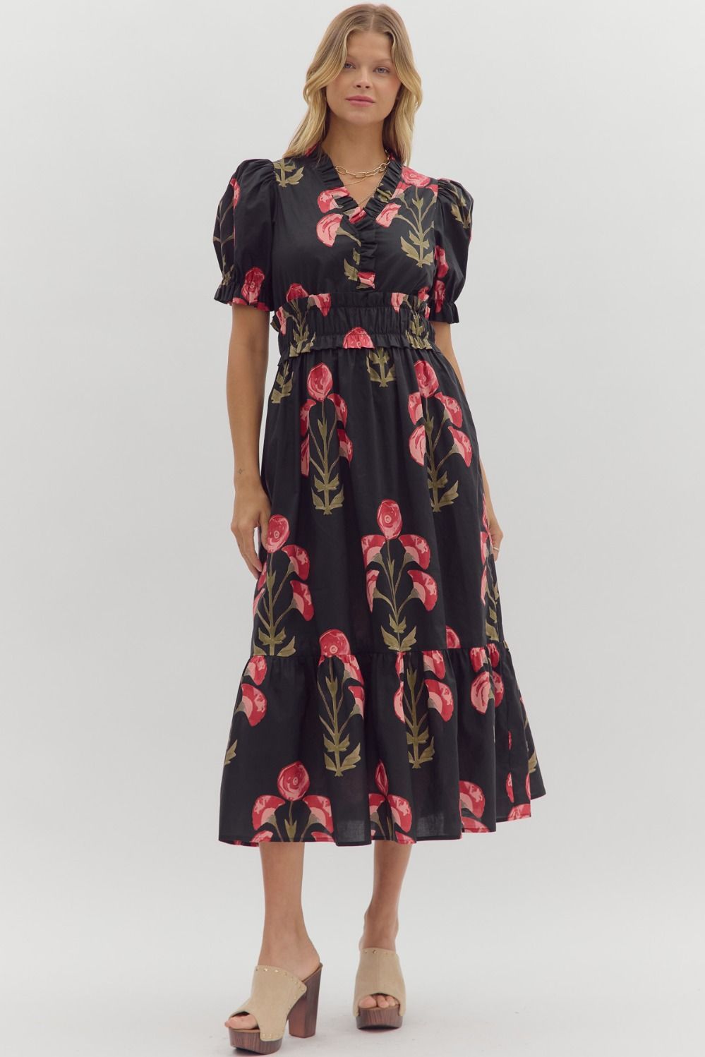 Vivienne Black Floral Dress