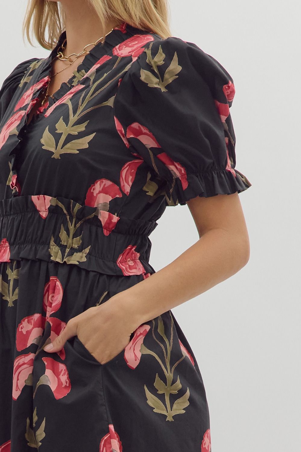 Vivienne Black Floral Dress