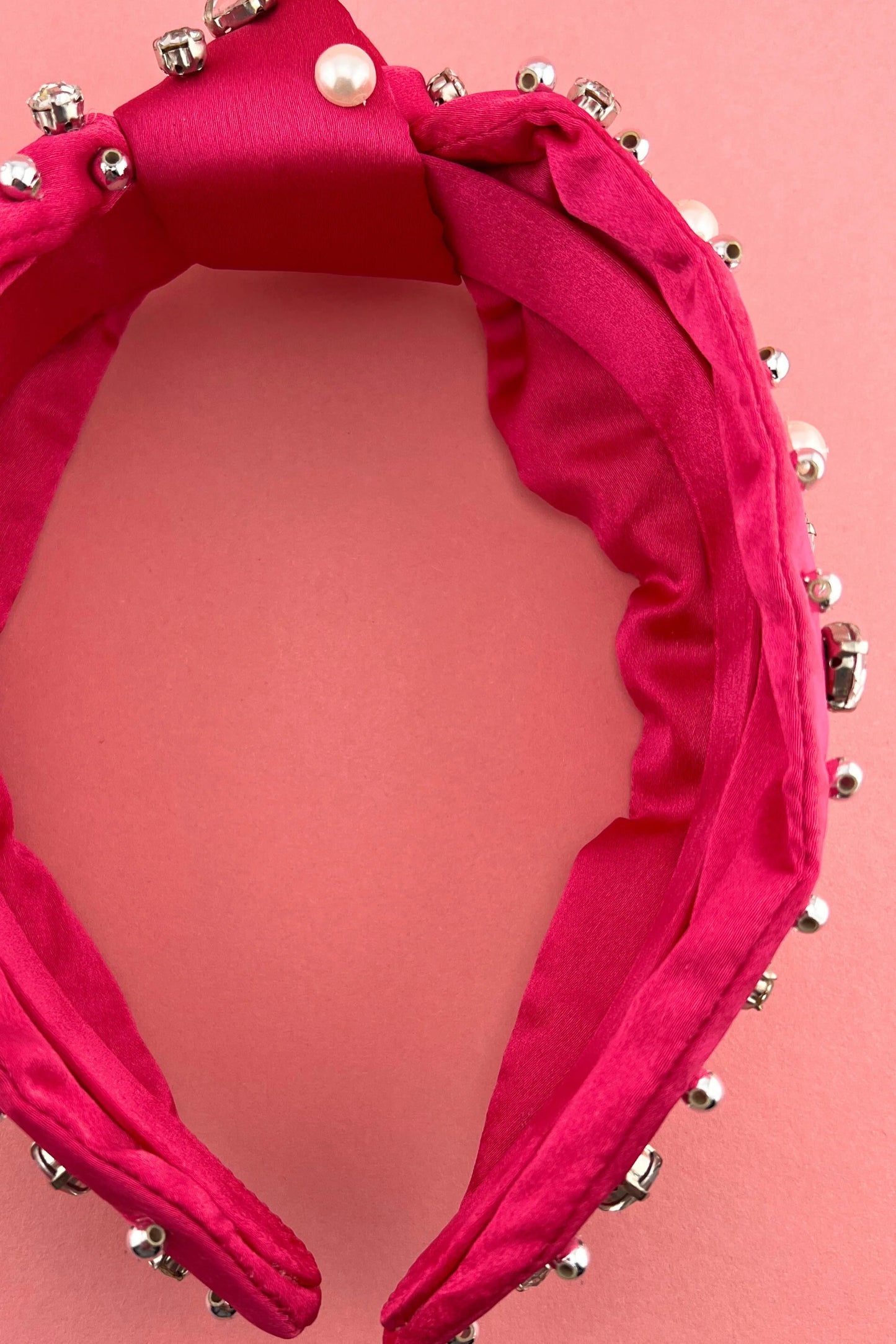 Pink Rhinestone and Pearl Headband