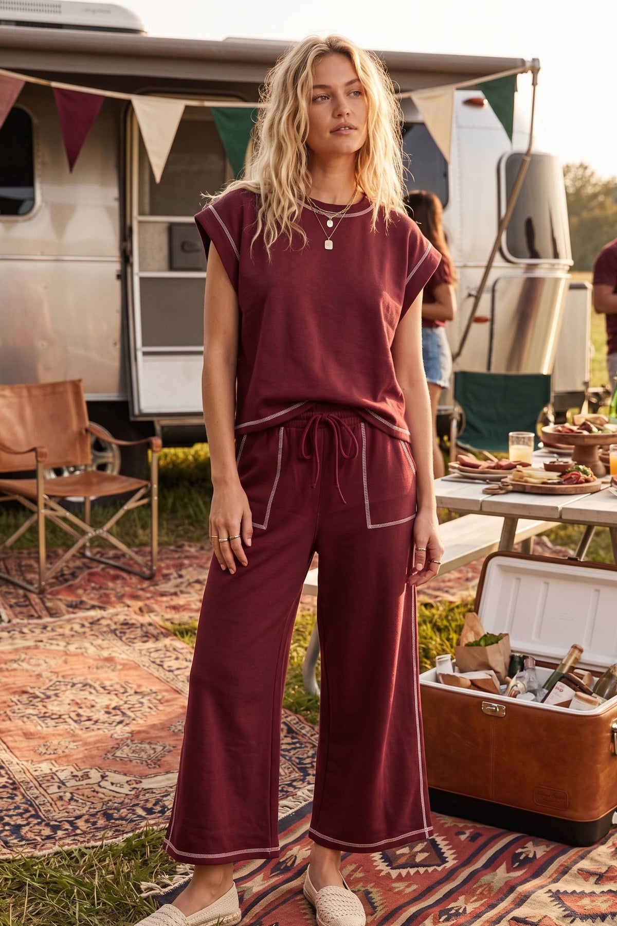 Scuba Maroon Lounge Set