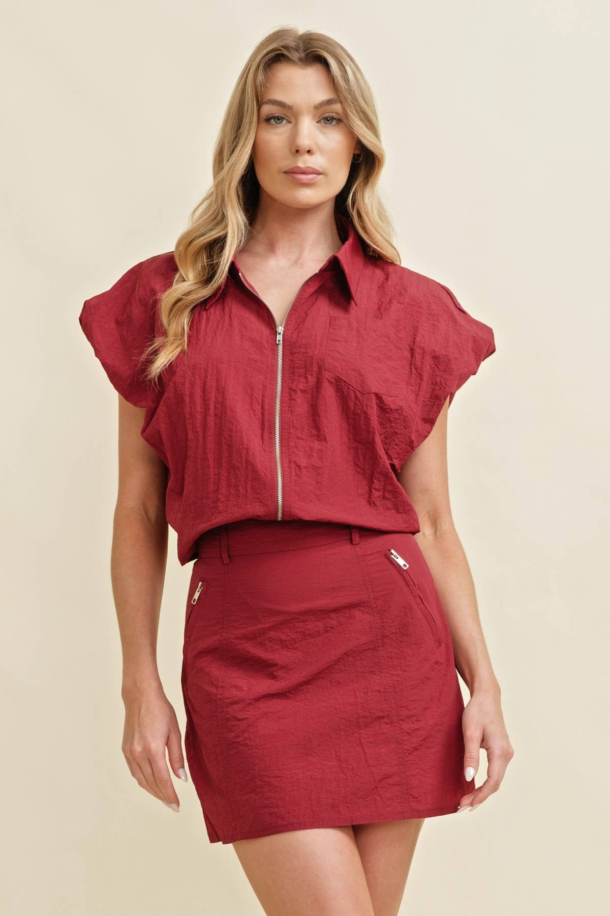 FRONT POCKET GAME DAY ZIPPER TOP & Skirt