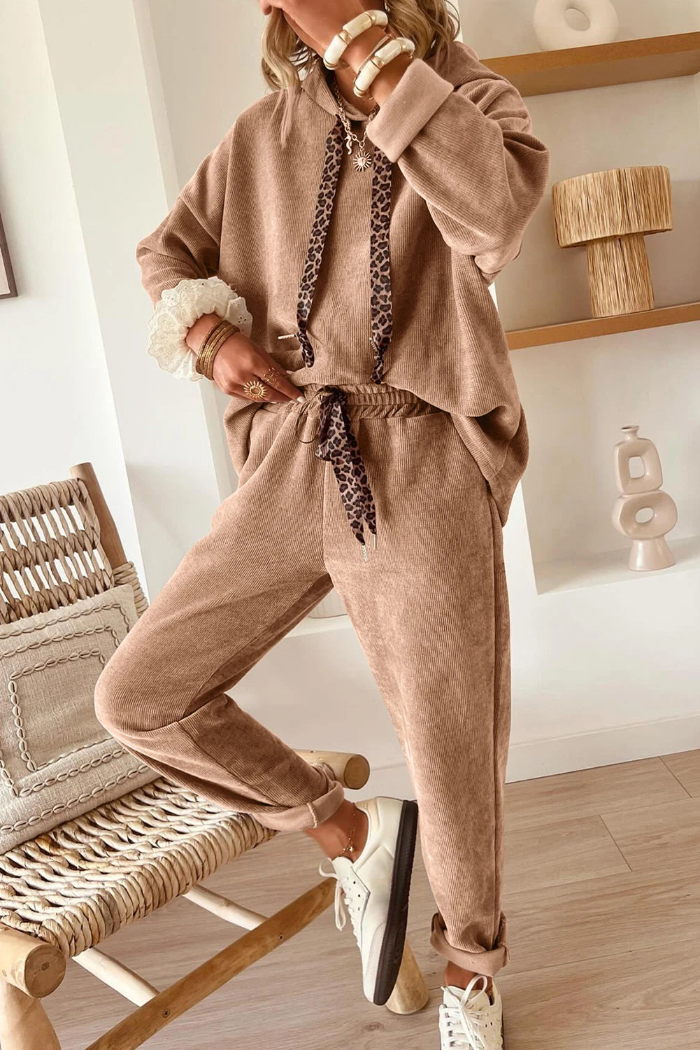 Khaki/Leopard Set