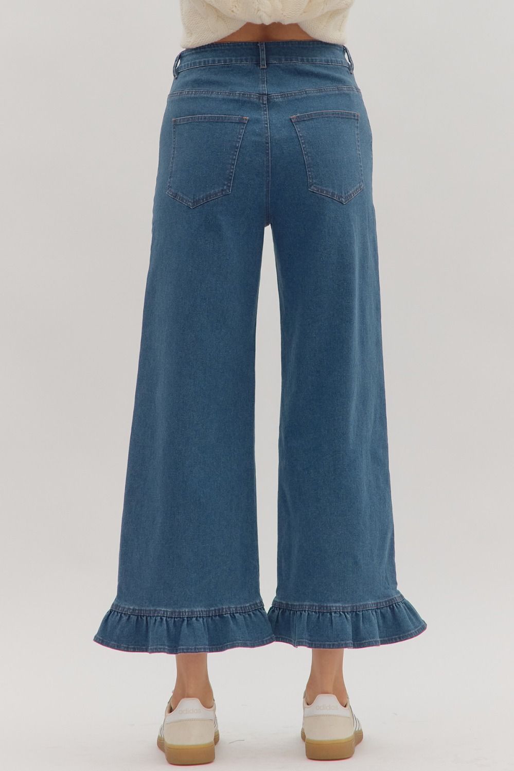 Denim Ruffle Bottom Pants