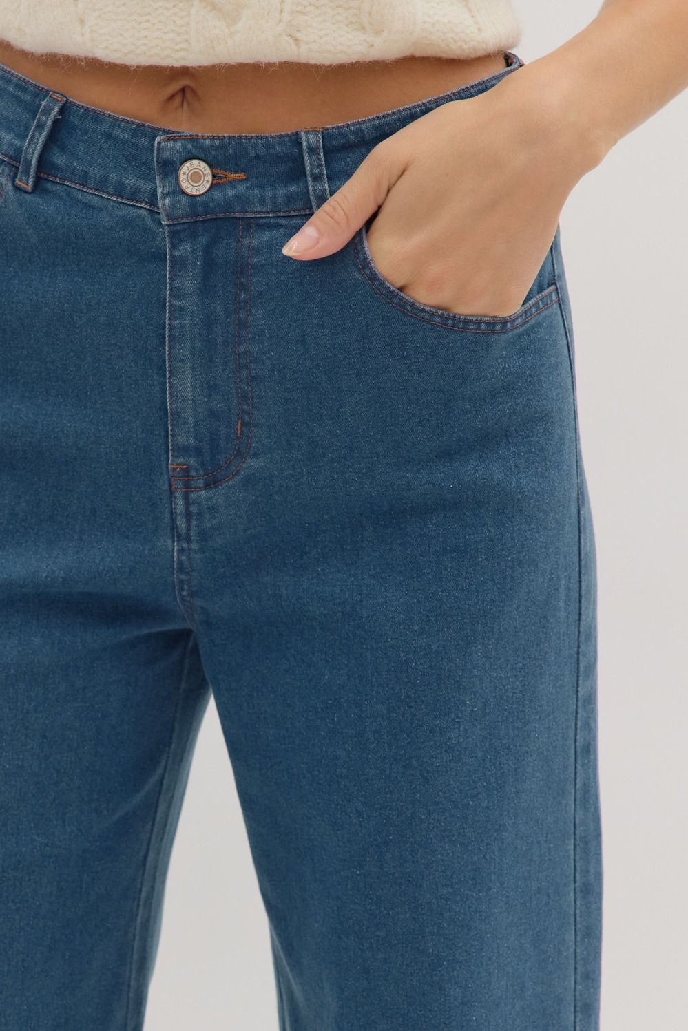 Denim Ruffle Bottom Pants