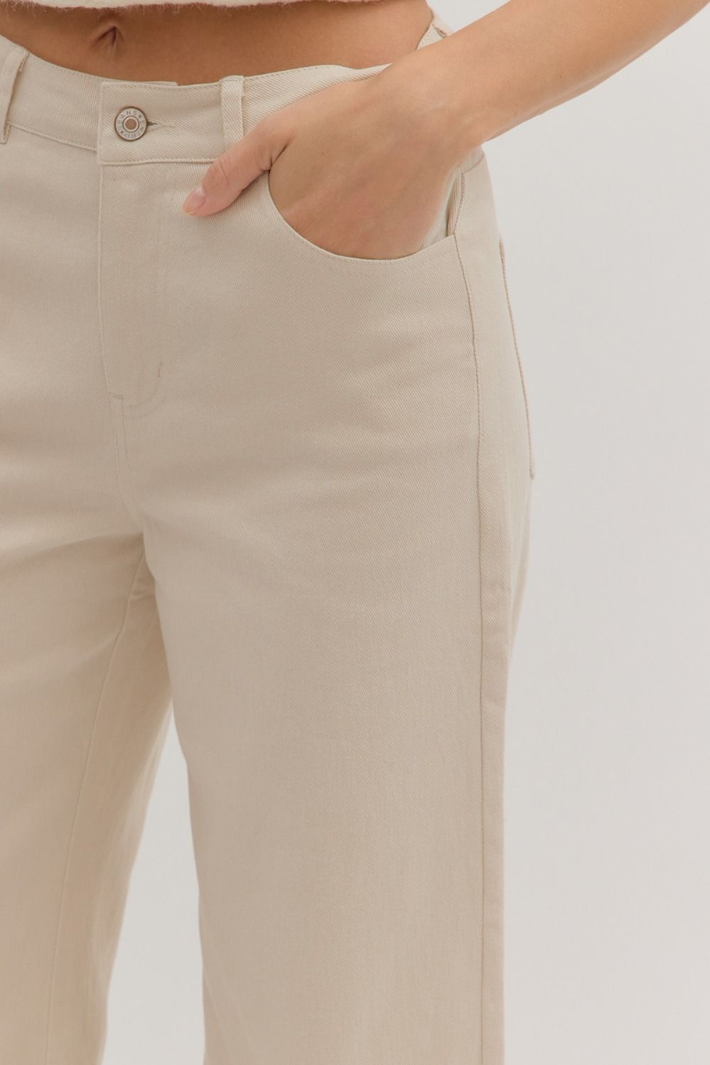 Ecru Ruffle Bottom Pants