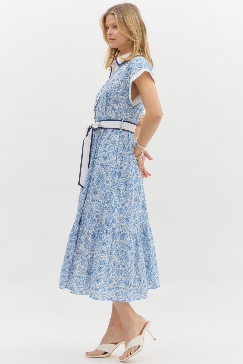 Blue Floral Midi Dress