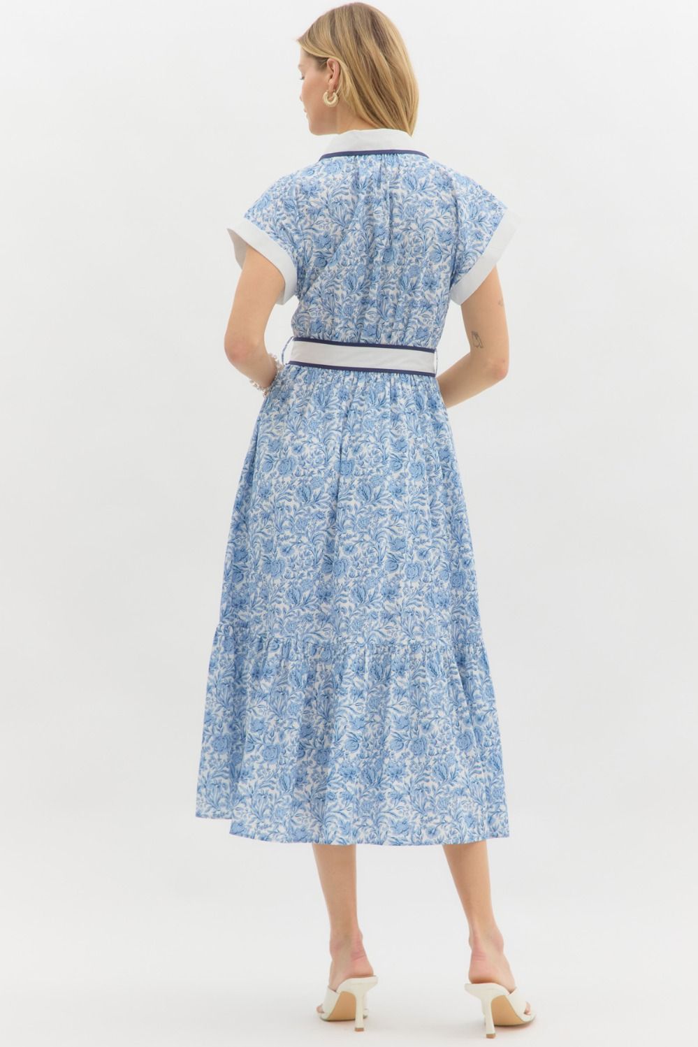 Blue Floral Midi Dress