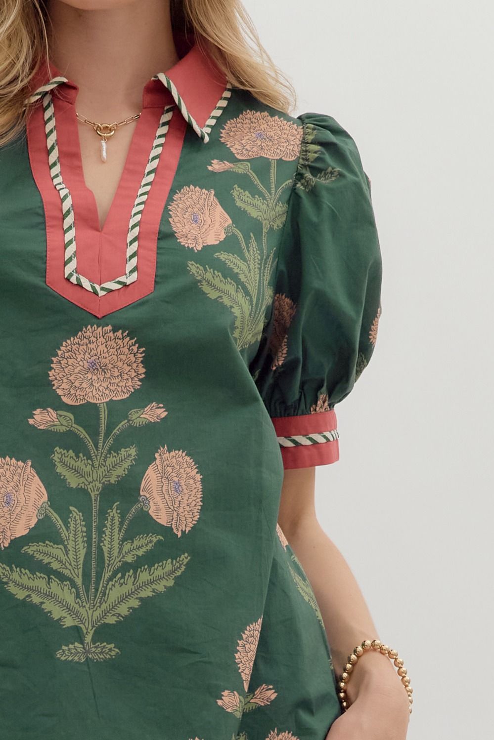 Macy Floral Green Top