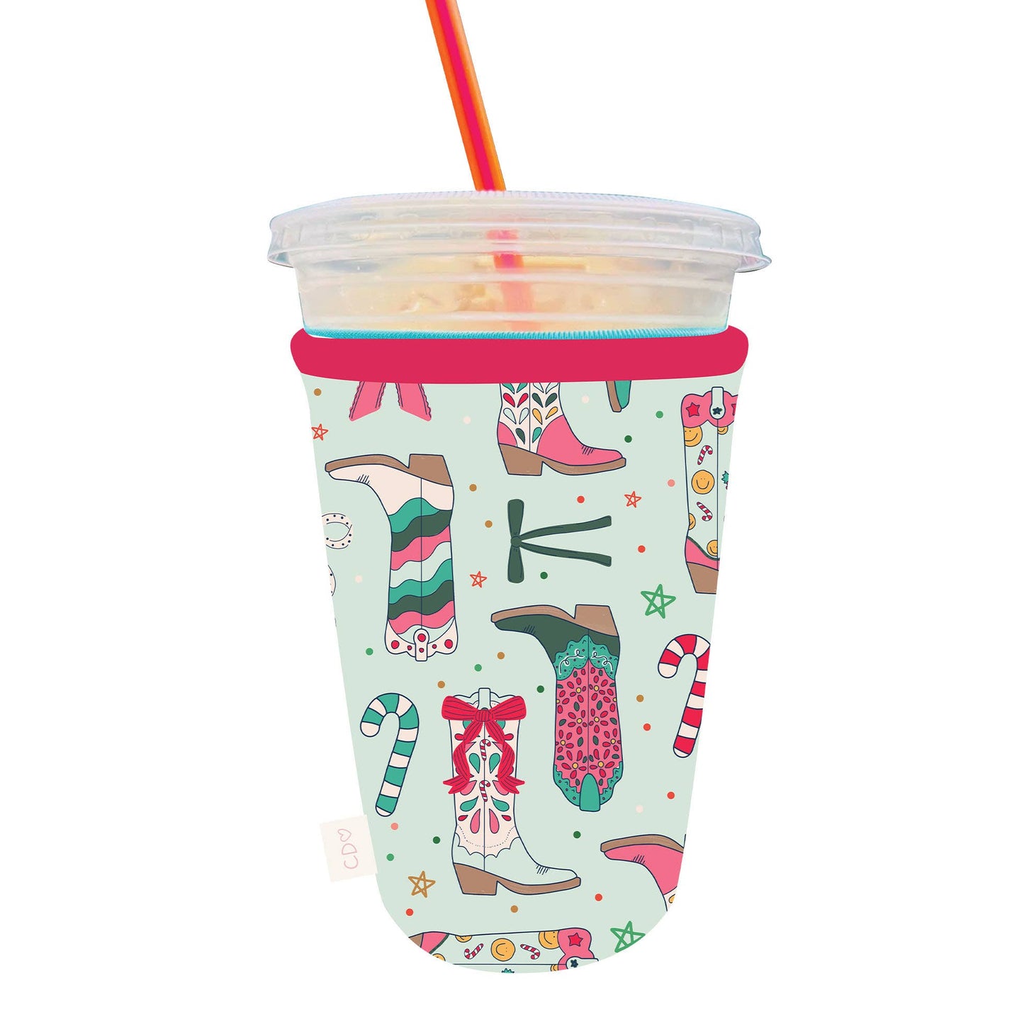 Christmas Western Cowgirl Boots Drink Sleeve: Medium