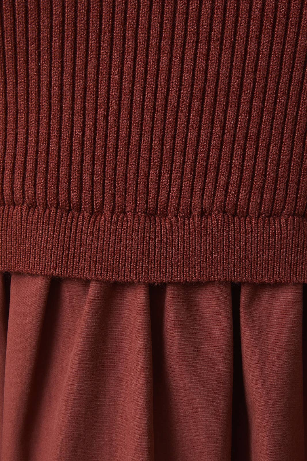 MOCK NECK SHORT SLEEVE KNIT & WOVEN MIX TIERED MIDI DRESS