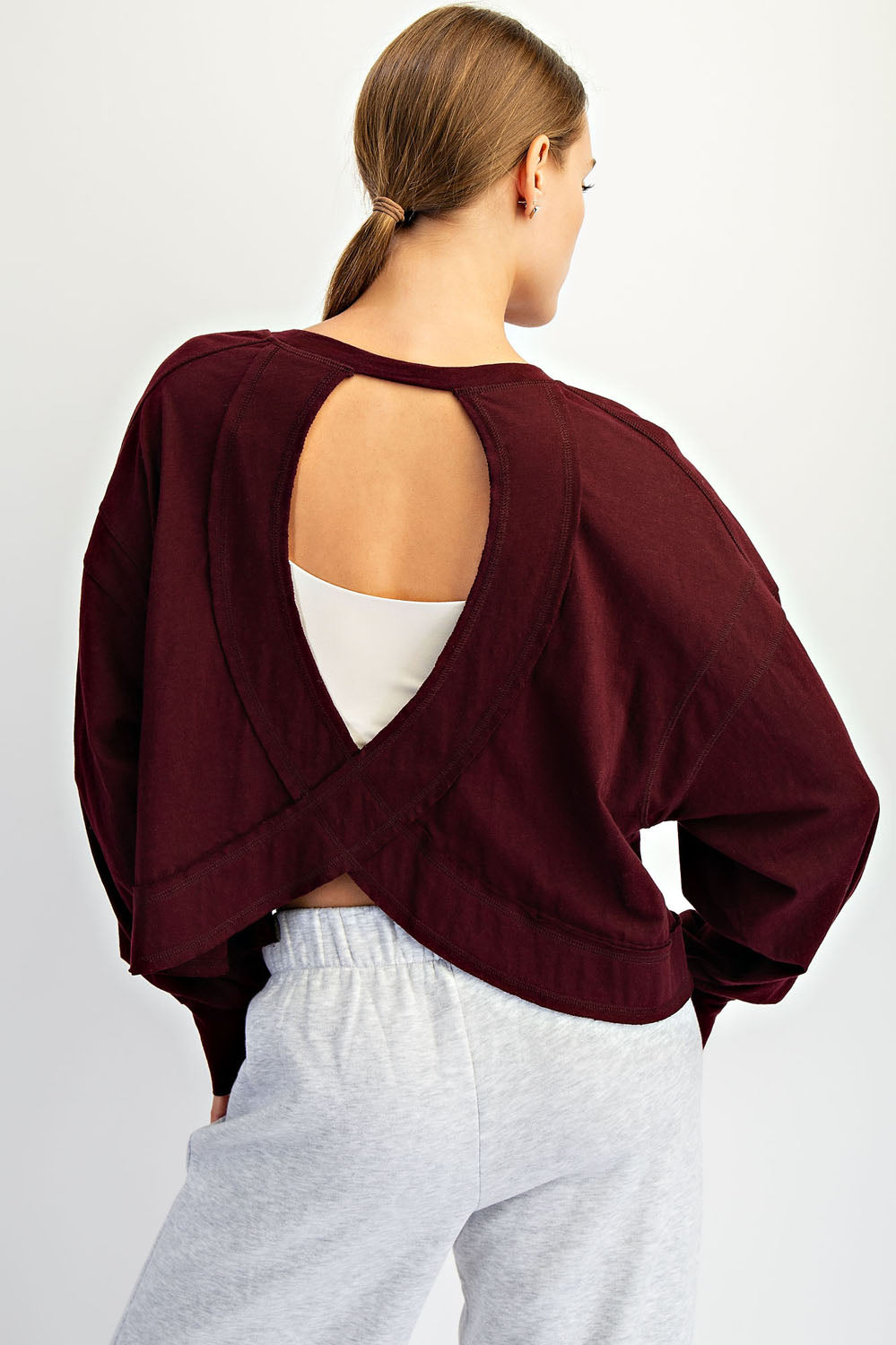 Maroon Keyhole Top