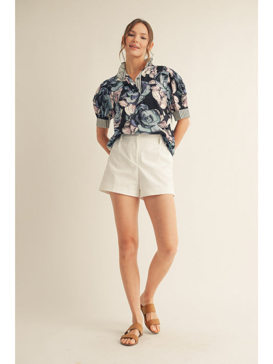 Dark Navy Floral Top