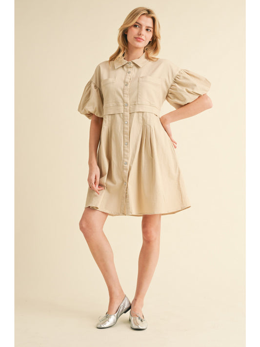 ECRU Puff Sleeve Dress