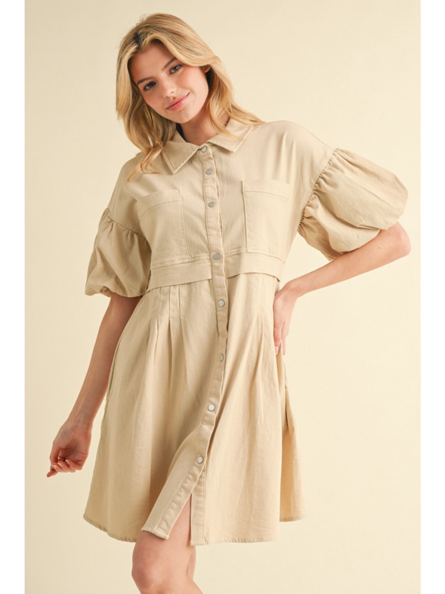 ECRU Puff Sleeve Dress
