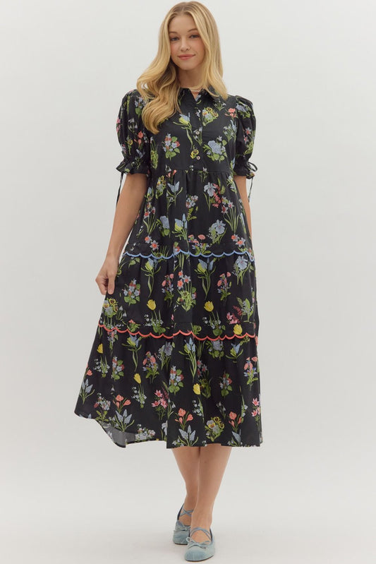 Black Fall Floral Dress