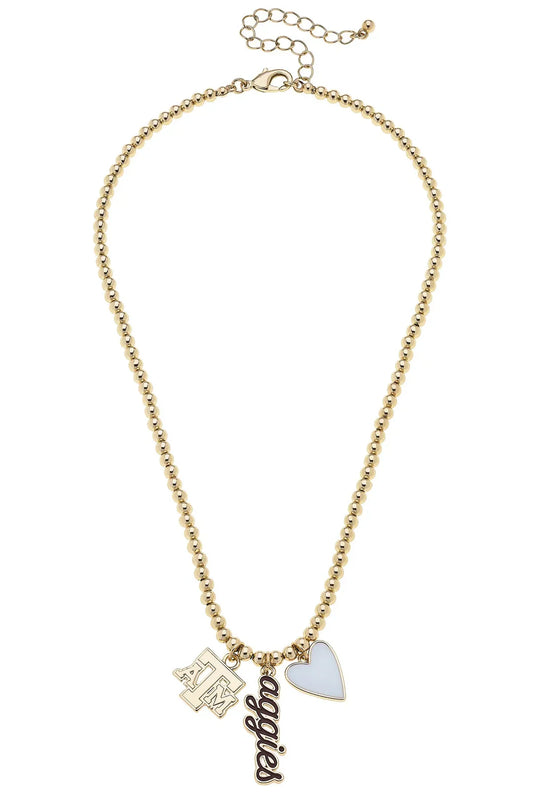 Texas A&M Bead Charm Necklace