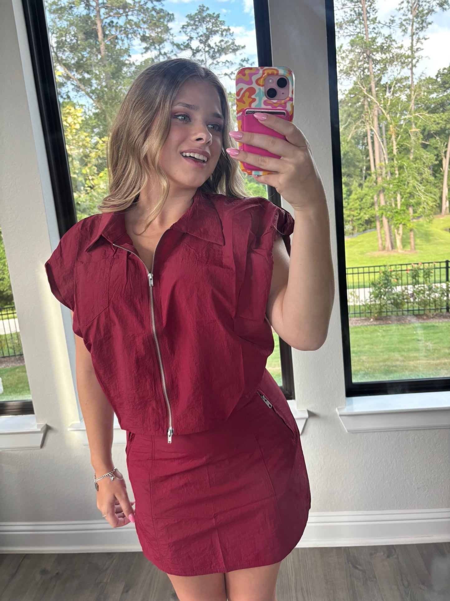 FRONT POCKET GAME DAY ZIPPER TOP & Skirt