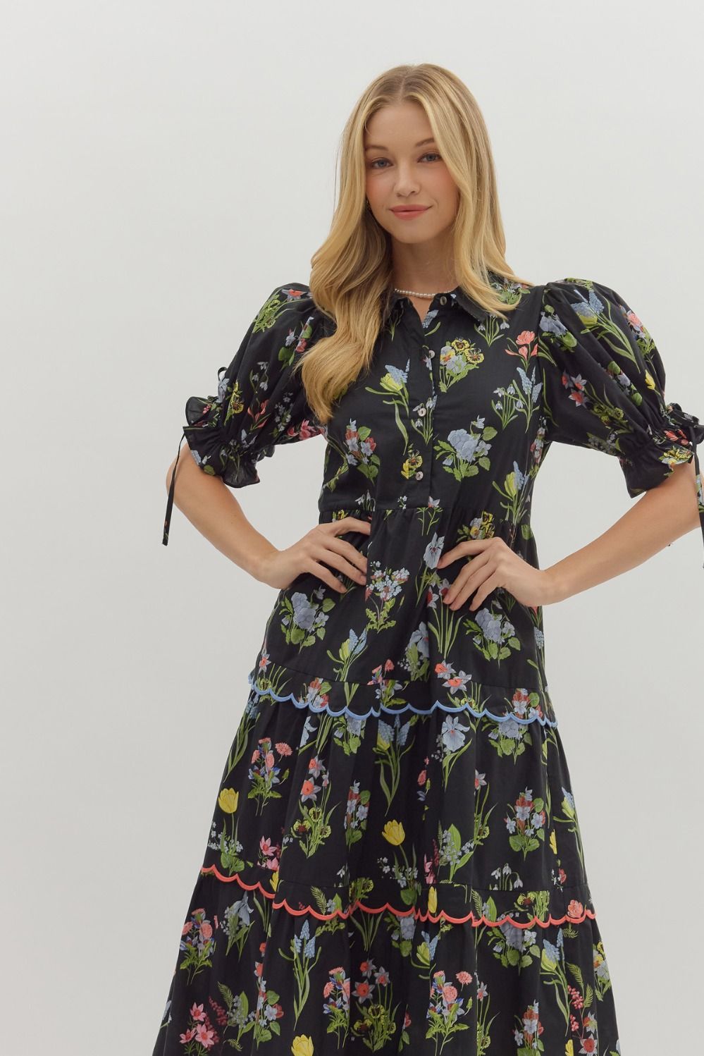 Black Fall Floral Dress