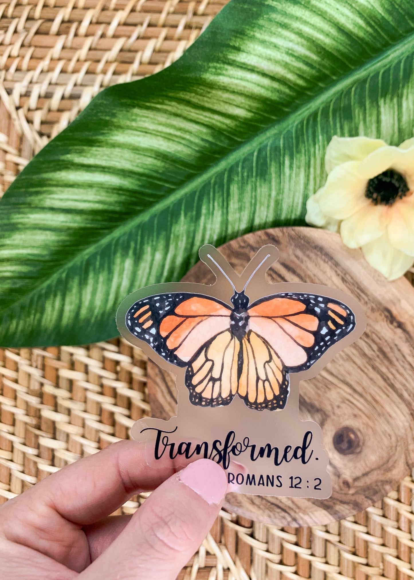 Transformed Butterfly, Christian Clear, Sticker, 3x3 inch