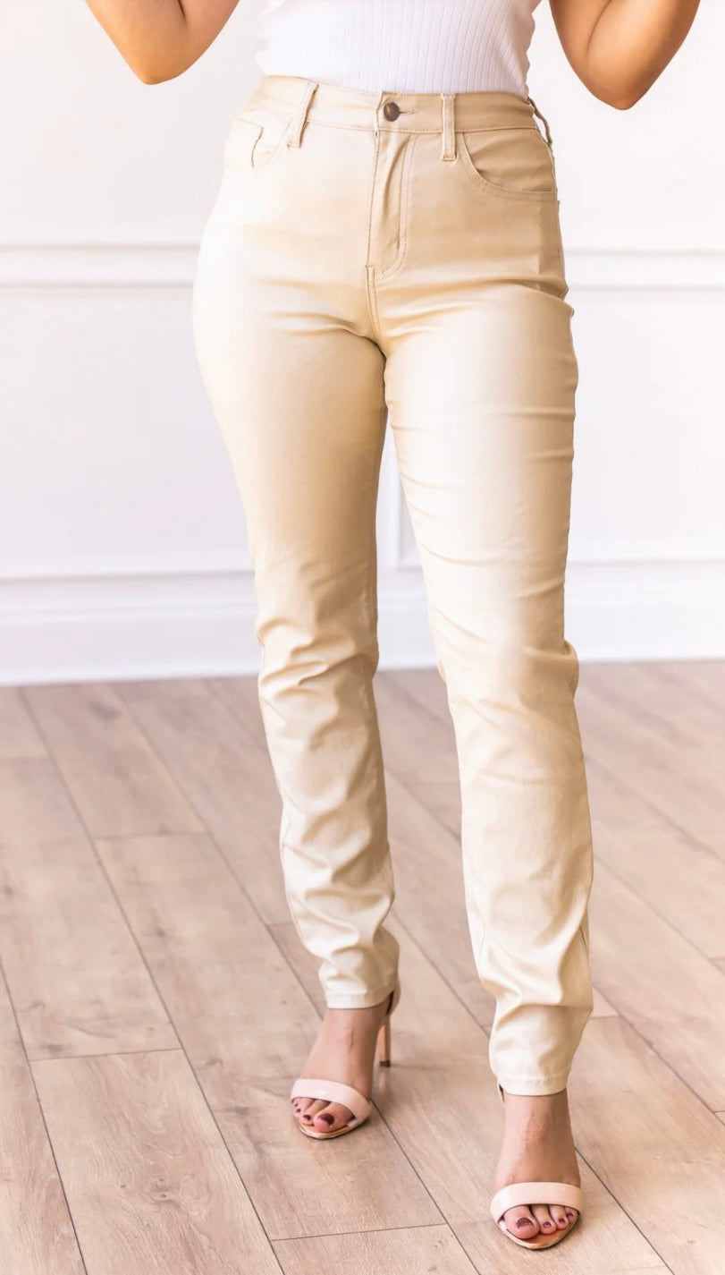 Metallic gold skinny jeans