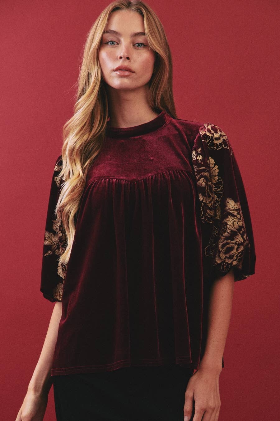 Burgandy Velvet Blouse