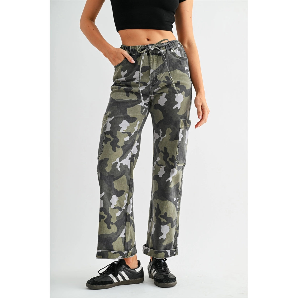 High Rise Camo Wide Leg Jogger