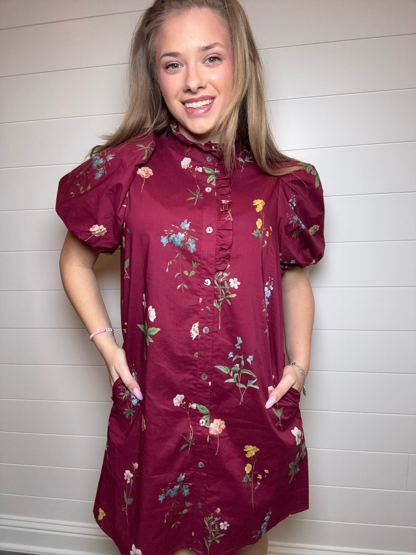 Maroon Floral Dress