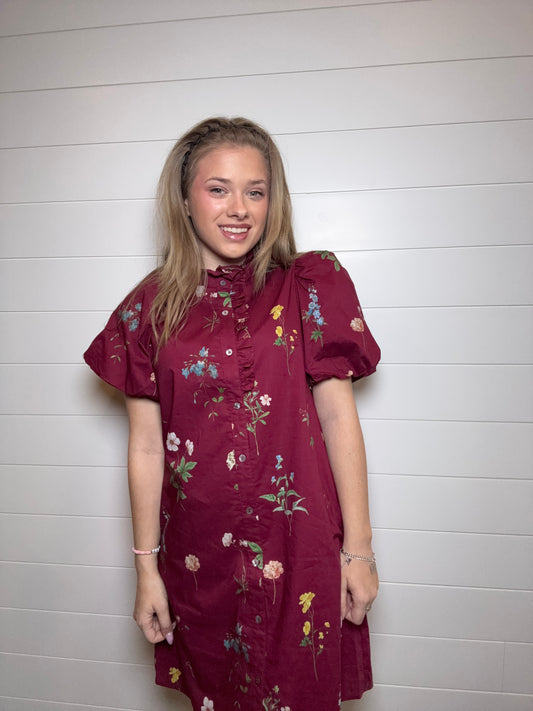 Maroon Floral Dress