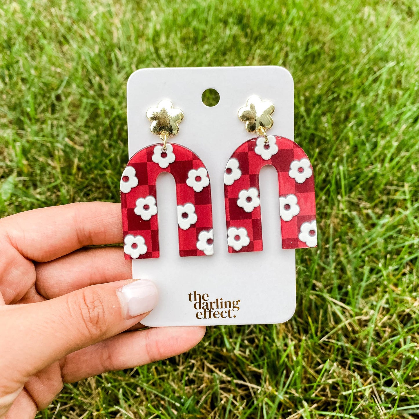 Acrylic Earrings - Maroon