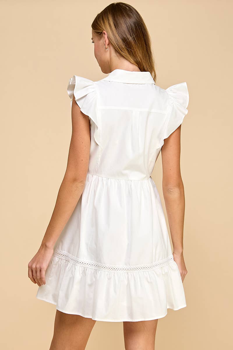 Button Up Ruffled Sleeves Dres