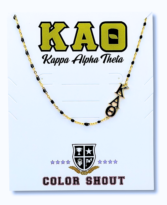 The Sorority Necklace: Side Set Greek letters on Enamel Bead: Kappa Alpha Theta