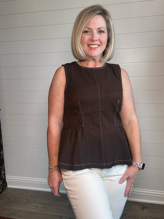 Brown Peplum Top